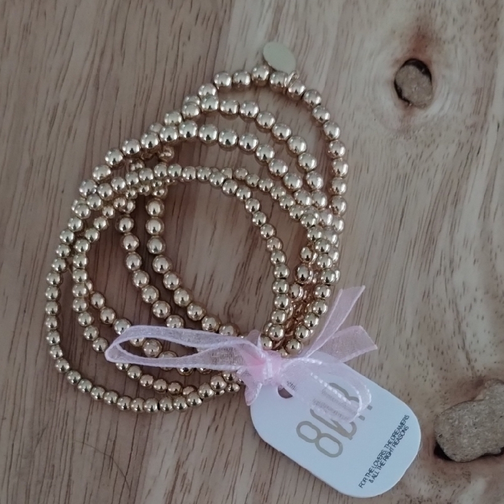 Gold Beaded Bracelet Set